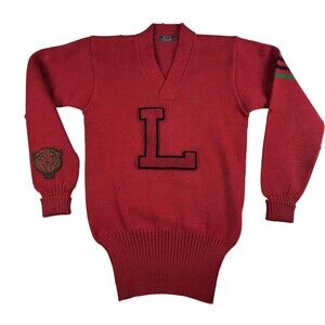 Vintage King Sportswear Sweater Womens Small Red V Neck Varsity Letterman L 50s